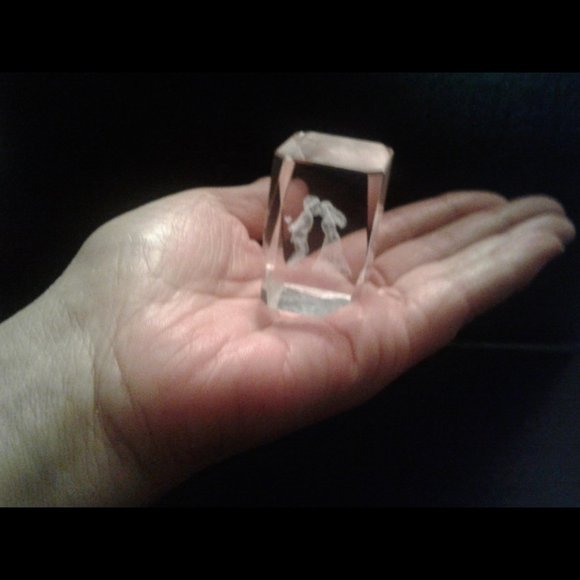 3D Valentine Laser Etched Crystal Cube - Picture 8 of 10